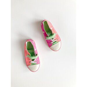 Kids' POLO RALPH LAUREN Neon Pink Orange Embroidered Logo Sneakers, Size 25.5/9